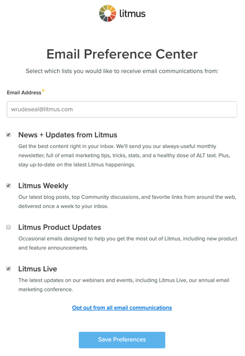 litmus preference center